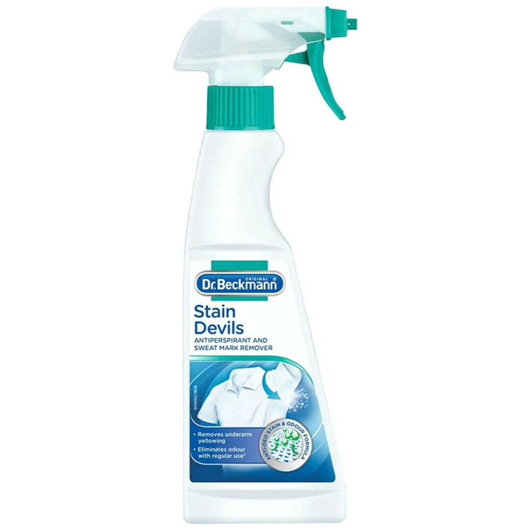 Best Dr Beckmann Stain Devils Antiperspirant & Sweat Mark Remover 250ml | High Quality Cleaning Product Online - Product Image Best Dr Beckmann Stain Devils Antiperspirant & Sweat Mark Remover 250ml | High Quality Cleaning Product Online - Product Image